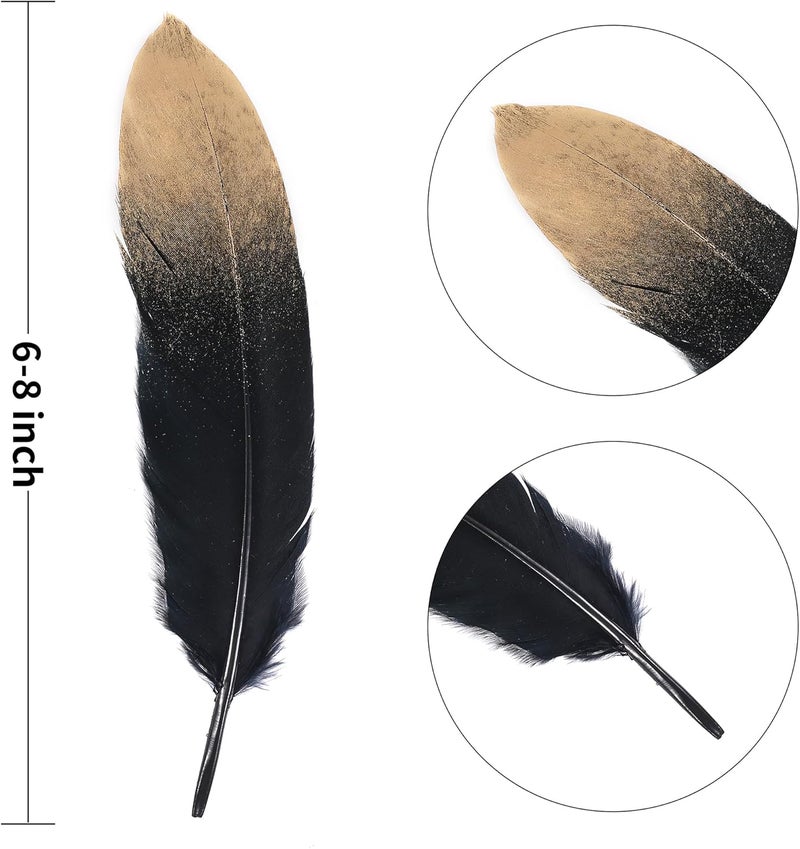Larryhot Dipped Gold & Black Goose Feathers for Crafts - 6-8 inch 60 pcs Natural Feathers for Wedding Party Decorations,DIY Crafts and Clothing Accessories (Gold & Black) - Image 3